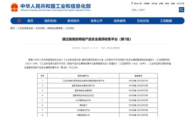 360入选工信部首批备案名单 正式纳入国家漏洞管理体系